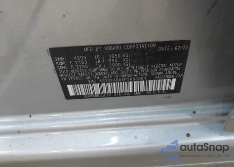 2023 Subaru Impreza из США, поврежденный, VIN 4S3GKAB66P3603981